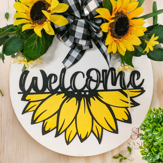 Sunflower Welcome Sign Door