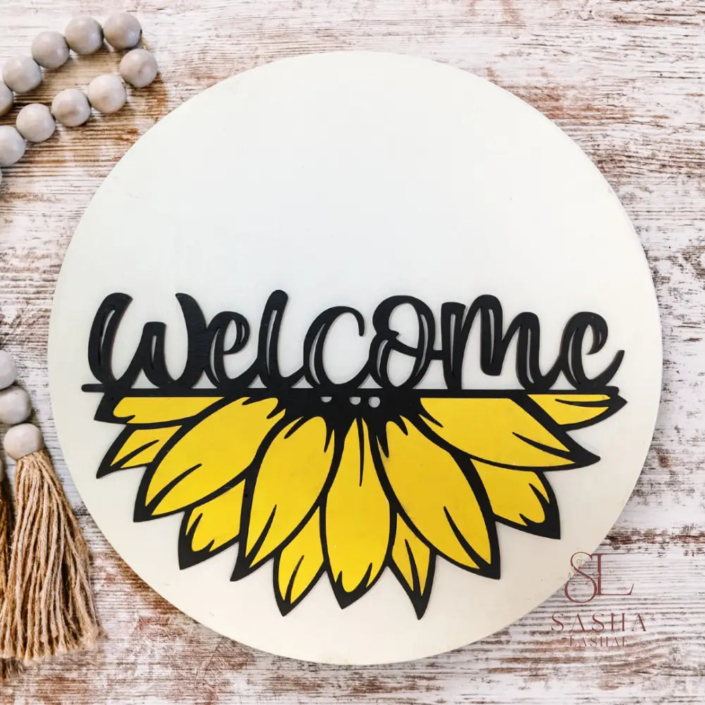 Sunflower Welcome Sign Door