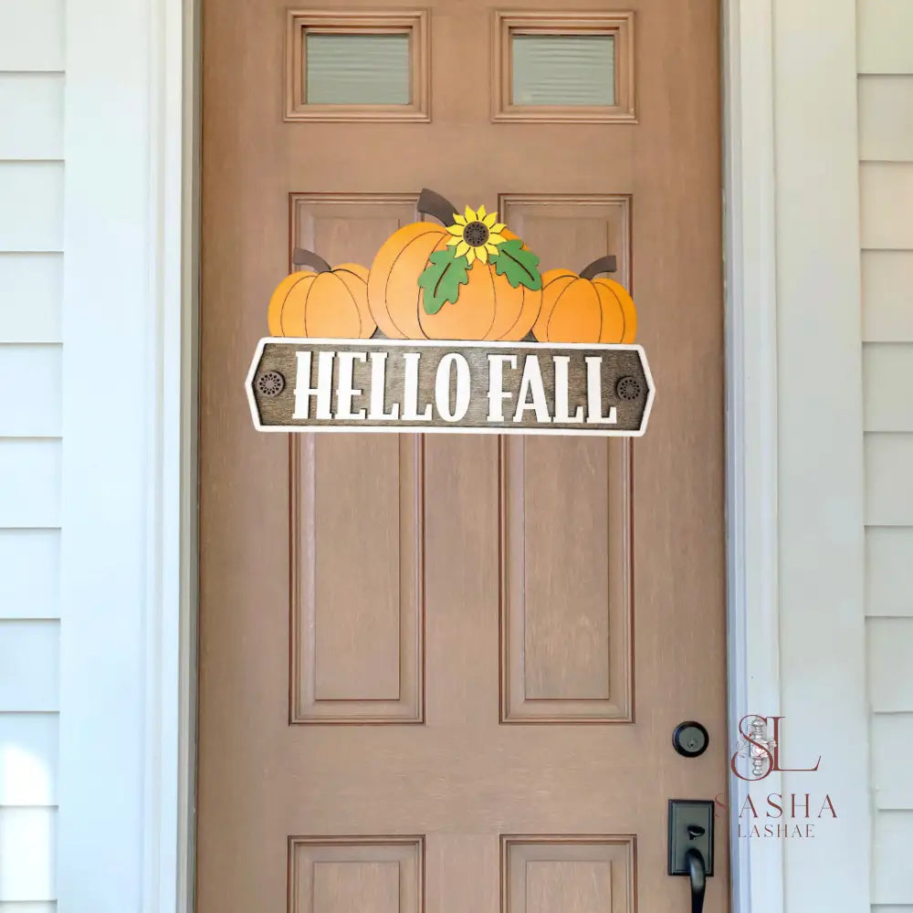 Three Pumpkins Welcome Sign Door