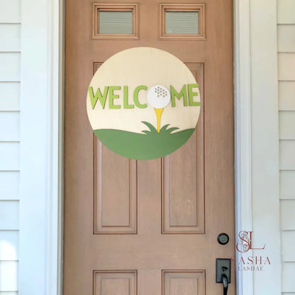 Welcome Golf Ball Sign Door