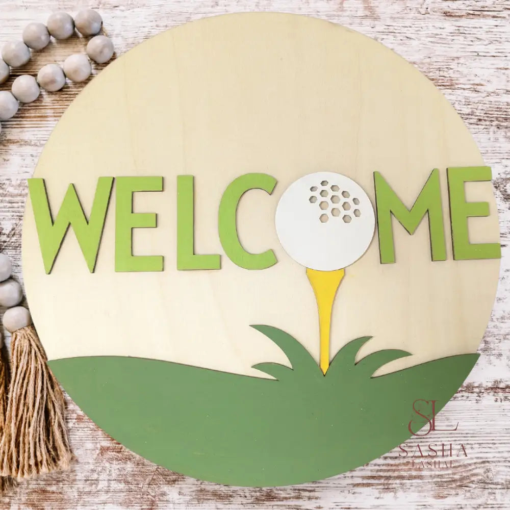 Welcome Golf Ball Sign Door