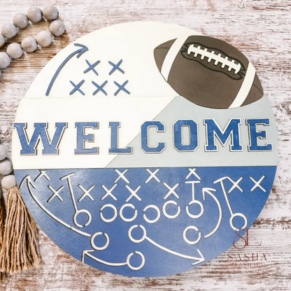 Welcome Home Football Sign Door