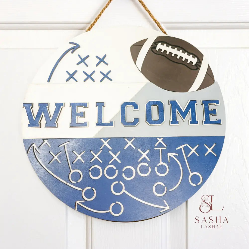 Welcome Home Football Sign Door